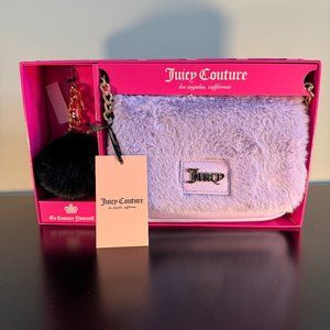 Juicy Couture Lavender Fuzzy Flap Crossbody & Fuzzy Keychain Gift Box Set - NWT